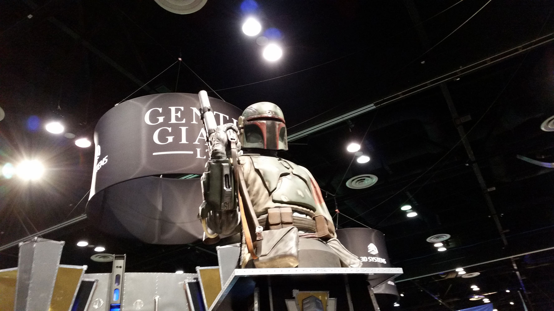 Giant Boba Fett bust watching us all